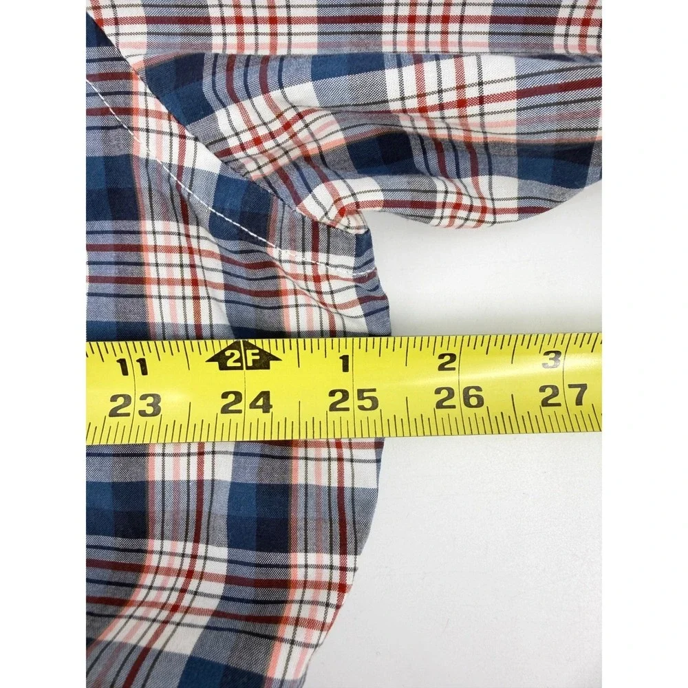 Banana Republic Camden Fit Blue Red Plaid Shirt Preppy Cotton Office Men XL EUC